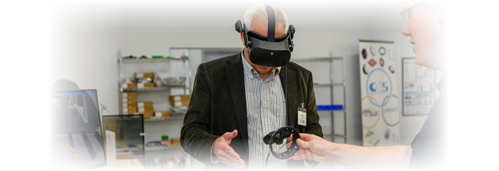 Customer experiencing virtual reality demonstration